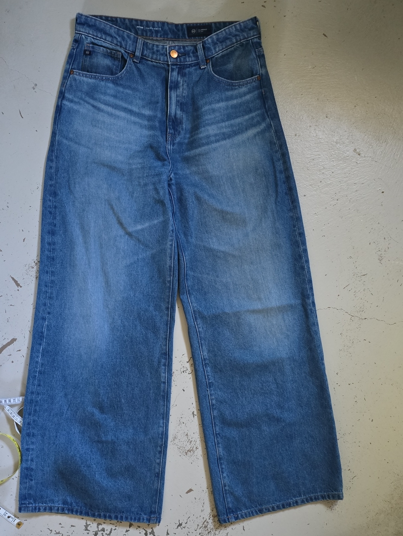 Ag Deven High Rise Wide Leg Women's Blue Jeans Size 31 Adriano Goldschmied